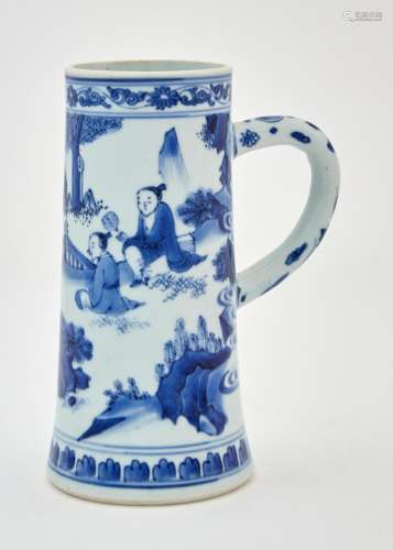 A Chinese Blue and White Porcelain Tankard Height 7 1/2 &quo...
