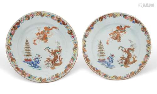 A Pair of Chinese Enameled Export Porcelain Plates Diameter ...