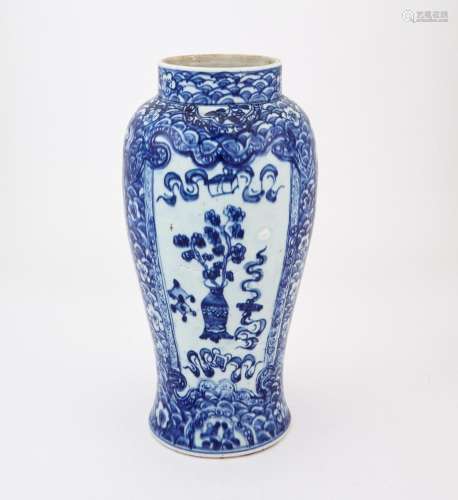 A Chinese Blue and White Porcelain Baluster Vase Height 14 &...