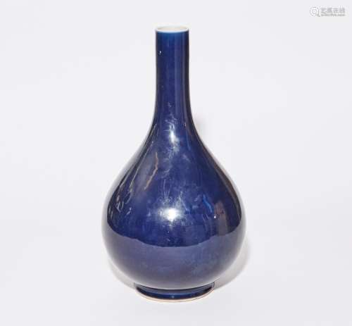 A Chinese Blue Monochrome Porcelain Bottle Vase Height 19 &q...