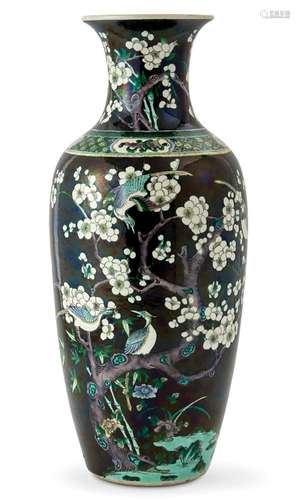 A Chinese Famille Noire Porcelain Vase Height 17 3/4 "