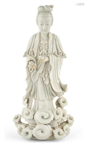 A Chinese Dehua Porcelain Figure of Guanyin Height 14 "