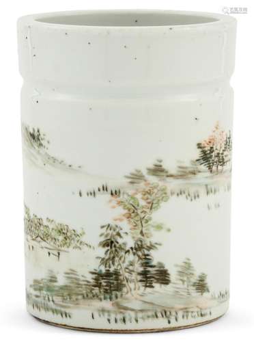 A Chinese Qianjiang Porcelain Brush Pot Height 6 "