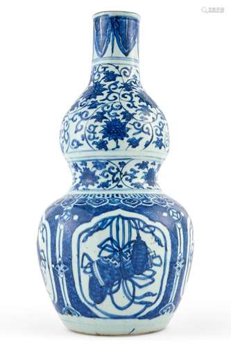 A Chinese Ming Style Porcelain Double Gourd Vase Height 19 1...