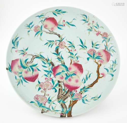 A Chinese Enameled Porcelain Peach Charger Diameter 18 1/4 &...