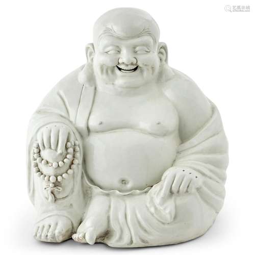 A Large Chinese White Glazed Porcelain Figure of Budai Heigh...