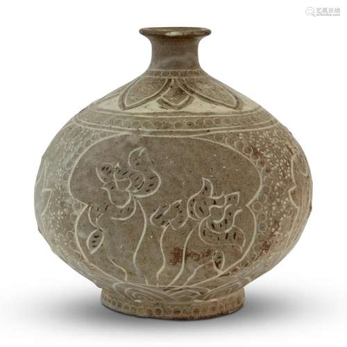 A Korean Slip Inlaid Celadon Vase Height 6 3/4 "