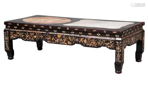 A Korean Marble and Shell-Inset Hardwood Low Table Width 45 ...