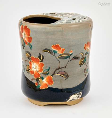 A Fine and Rare Japanese Glazed Eartheware Brazier Height 10...