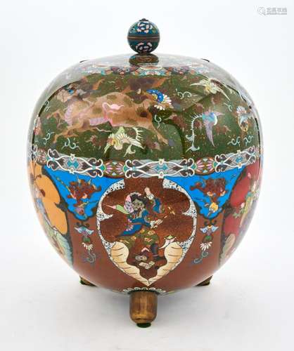 A Large Japanese Cloisonne Enamel Censer Height 17 "