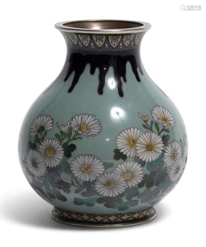 A Japanese Cloisonne Enamel Jar Height 3 "