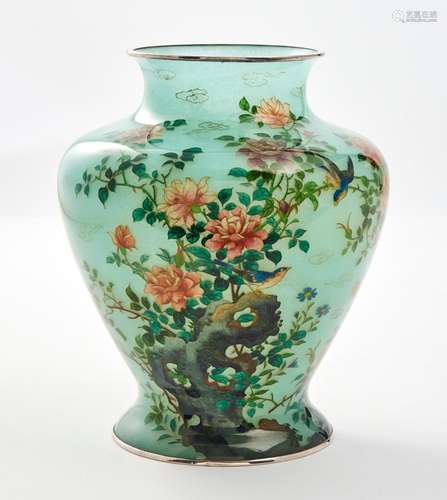 A Fine Japanese Plique a Jour Vase Height 7 1/4 "