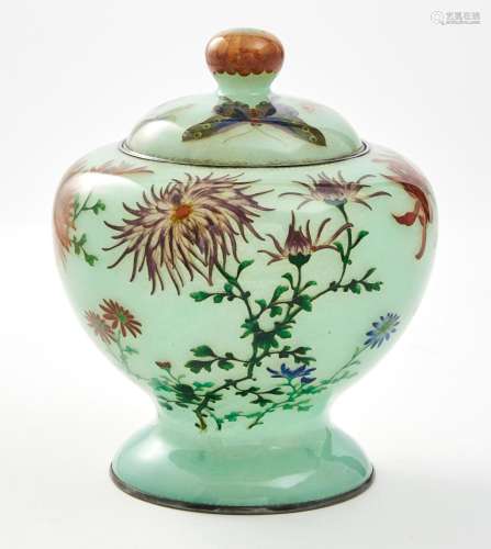 A Fine Japanese Plique a Jour Jar and Cover Height 7 1/2 &qu...