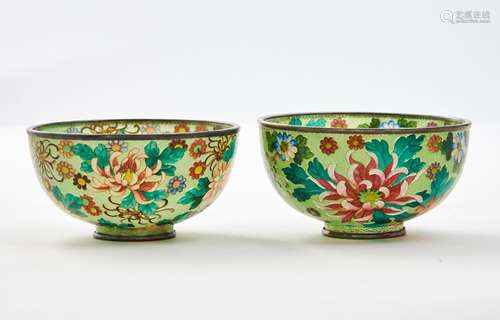 A Matched Pair of Fine Japanese Plique a Jour Bowls Diameter...