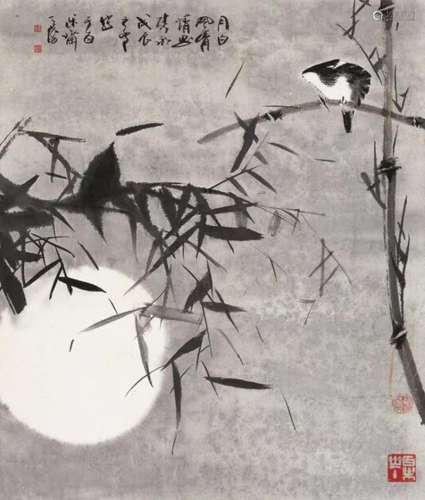 韩天衡 戊辰（1988年）作 月白风清 镜心 纸本