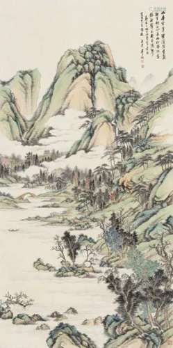 卢子枢 己卯（1939年）作 山亭空翠 立轴 纸本