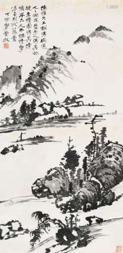 曾熙 丁卯（1927年）作 平湖秋色 立轴 纸本