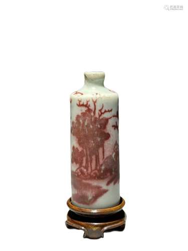 An underglaze red snuff bottle, Qing Dynasty Pr.