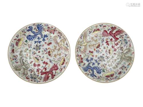 A pair of famille rose dishes, Qing Dynasty Pr.