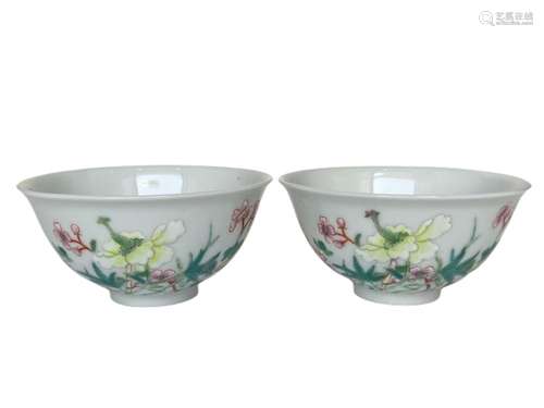 A pair of famille rose  bowls, Qing Dynasty Pr.