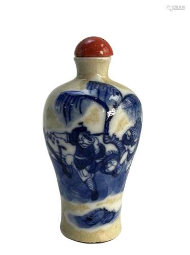 A blue&white ice-crackle Mei-ping shape snuff bottle, pa...