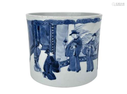 A blue&white brush pot, KangXi Pr.