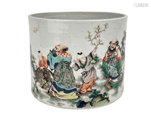 A famille rose brush pot, KangXi Pr.