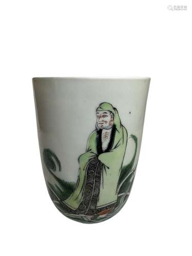 A very large famille verte cup, KangXi Pr.