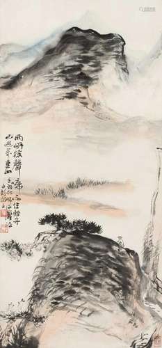 黑伯龙 壬戌(1982年)作 轻舟已过万重山 立轴 纸本