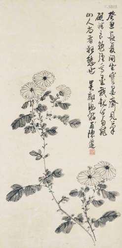 陈遵（款） 癸丑(1613年) 墨菊花 立轴 纸本