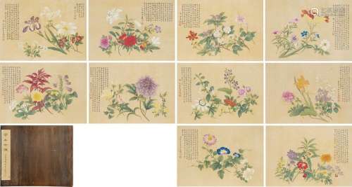 金章 壬戌(1922年) 花卉册 册页 绢本