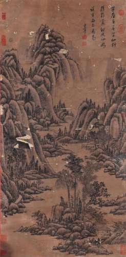 Dong Qichang Ink Landscape Vertical Scroll