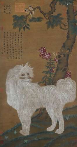 Hanging scroll of Chenghua emperor's old silk scroll