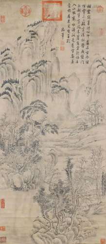Hanging Scroll of Cangshan Stone Spring on Paper, Qianlong P...