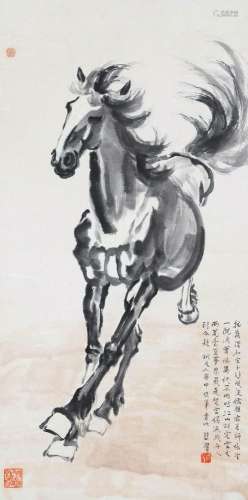 Xu Beihong Galloping Horse Vertical Scroll