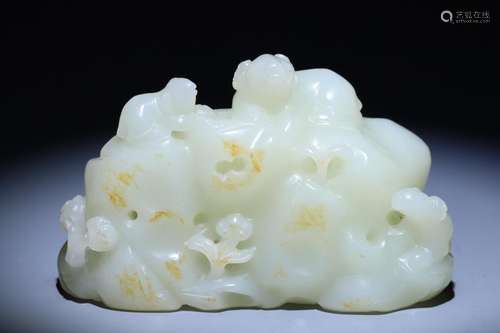 Hetian Jade Sanyang Kaitai Shanzi Ornament