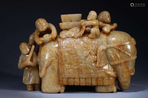 Hetian Jade Taiping Elephant Ornament