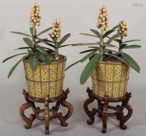 Large Pair Of Chinese Cloisonne' Jardinieres