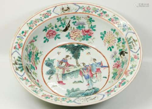 Large Chinese Famille Rose Porcelain Bowl 19 1/4"