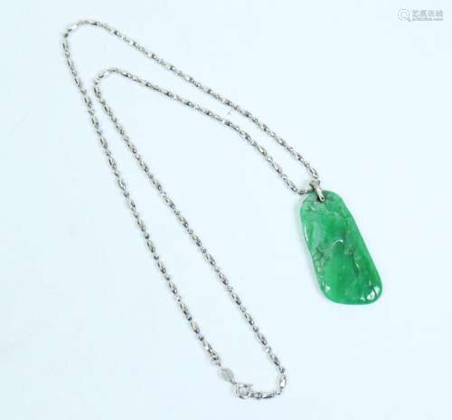 Chinese Qing Translucent Green Jadeite Pendant