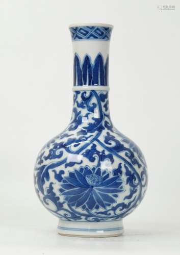 Chinese Blue & White Porcelain Lotus Vase