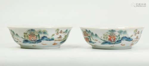 Pr Chinese Jiaqing Mark Enameled Porcelain Bowls