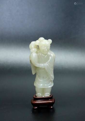 Chinese Warm White Jade Boy & Vase of Fruit Toggle