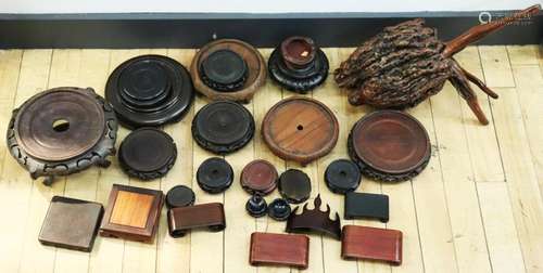 23 Chinese Hard Wood Stands; Brush Rest, Root