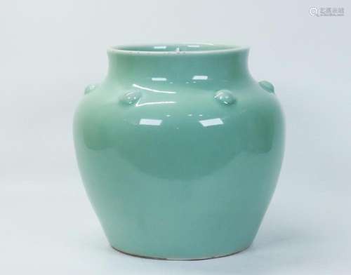 Chinese Qing Pale Celadon Glazed Porcelain Vase