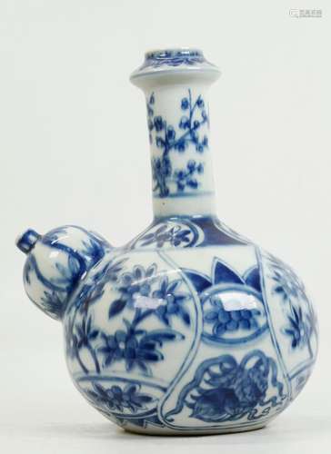 Chinese 18th C Blue & White Porcelain Kendi