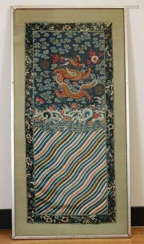 Chinese Qing Imperial Embroidery Dragon Silk Panel