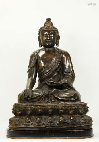 Large 17/18 Cen. Tibetan Bronze Seated Buddha