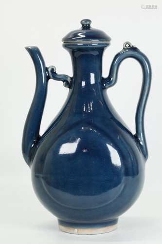 Chinese Blue Glazed Porcelain Wine Pot