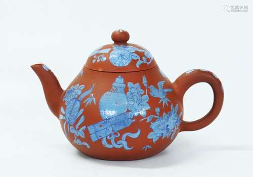 Chinese 18th/19th C Enameled Yixing Teapot